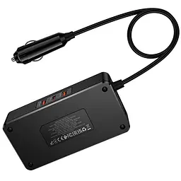 АЗП інвертор Hoco Z66 New PD66W+QC3.0 (2USB-A/1C/2xSocket) (0.5m) Black - мініатюра 3