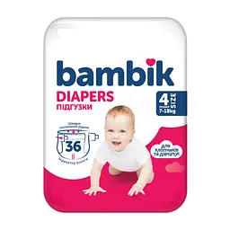Подгузники Bambik Medium MAXI Размер 4 (7-18 кг) 36 шт (4823071652277)