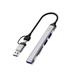 Перехідник HUB WIWU Wi-HB003 ZOLO 5 in 1 (USB-C/USB-A to 2xUSB2.0+1xUSB3.0+SD/TF) Grey