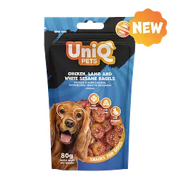 Ласощі для собак UniQ PETS Бублики з курки та ягняти з білим кунжутом, 80 г - мініатюра 4