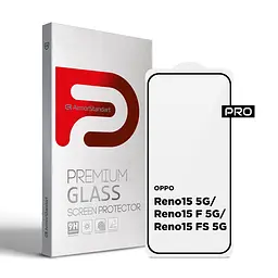 Захисне скло на OPPO Reno15 F 5G/Reno15 FS 5G/Reno15 5G з олеофобним покриттям, Pro, повне проклеювання, антистатичний і пиловідштовхуючий шар, 9H, самоклеючеся, 2.5D, на весь екран, антистатичний клей, ArmorStandart (ARM89890)