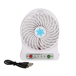 Вентилятор настільний акумуляторний 18650 USB діаметр 10см Portable Fan Mini білий - мініатюра 2
