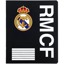 Зошит  Kite FC Real Madrid в лінійку 18 аркушів чорно-білий 