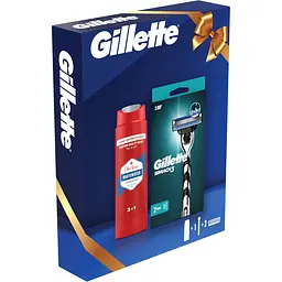 Подарунковий набір: станок для гоління чоловічий Gillette Mach3 з 2 змінними картриджами + гель для душу Old Spice 3-в-1 Whitewater 250 мл - мініатюра 2