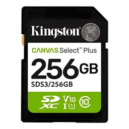 Карта пам'яті SDXC, 256Gb, Canvas Select Plus, Class10 UHS-I U1 V10 Kingston teh0028486