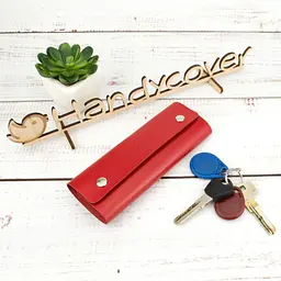 Подарунковий набір жіночий Handycover №54 (червоний) гаманець + ключниця + обкладинка на паспорт - мініатюра 5