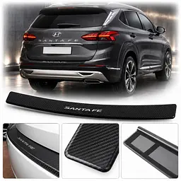 Накладка на задній бампер для Hyundai Santa Fe IV Fl 2020-2023 Нержавіюча сталь + карбон із загибом