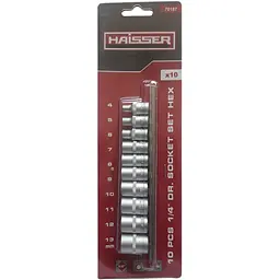 Набір торцевих головок Haisser HEX 1/4" Cr-V 4-13 мм 10 шт. (117786) - мініатюра 2