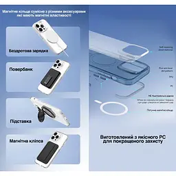 Чохол Vokamo для iPhone 15 Pro захисний з магнітним кільцем блакитний - мініатюра 6