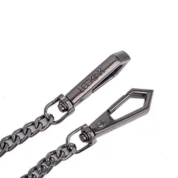 Нашийник з повідцем LOCKINK Tied Collar with Leash Set, чорний, ланцюг зі шкіряною петлею та карабіном - мініатюра 8