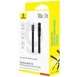 Дата кабель Baseus MVP 3 side plug and stand Type-C to Type-C 100W (2m) (P10382500121) Cosmic Black - мініатюра 4