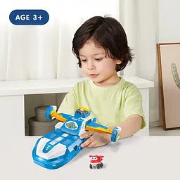 Ігровий набір Super Wings Transforming Aircraft Повітряна База Робот зі світловими та звуковими ефектами EU760888) - мініатюра 10