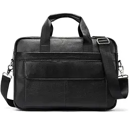 Шкіряна чоловіча сумка для ноутбука і документів чорна Tiding Bag 143412