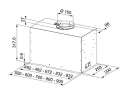 Витяжка вбудовувана Franke 52 см, 1250 м.куб/год, Box Flush Basic FBFE LG A52, cвітло-сірий - мініатюра 6