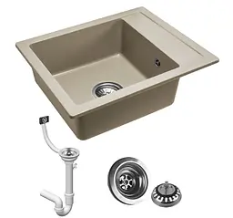Кухонна мийка гранітна Rea Rino beige ZLE-00105 - мініатюра 3