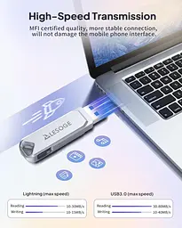 USB флеш-накопичувач 256 ГБ LESOGE Apple MFI USB-накопичувачі, 3 в 1 високошвидкісний USB-флеш-накопичувач - мініатюра 7