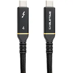 Кабель PowerPlant USB4, USB-C - USB-C, 40Gbps, 100W, 20V/ 5A, 8K/ 60HZ, 1м
