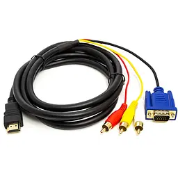 Кабель PowerPlant HDXiaomi (M) - VGA (M)/3*RCA (M), 1080p, 1 м