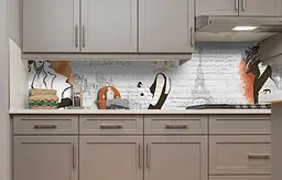 Вініловий кухонний фартух Happy Pocket Модниці наклейка для кухні ПВХ Париж Дівчата Бежевий 65х250 см Z181621 - мініатюра 5