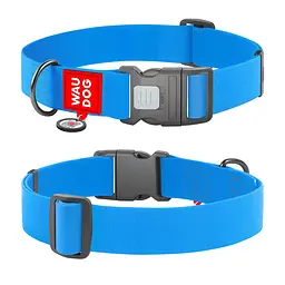 Нашийник для собак водостійкий Waudog Waterproof з QR-паспортом пластиковий фастекс XXL Ш 40 мм Д 46-70 см блакитний