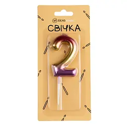 Свічка-цифра 2 блискуча 6 см