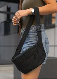 Жіноча сумка на пояс бананка Sambag Tirso Max чорний тканевий 38 × 17 × 6 см (80341065) - мініатюра 5