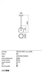 Підвісний світильник Redo CANDELA SU LED 6.6W 3000K GD (5.1.2) 01-1819 - мініатюра 3