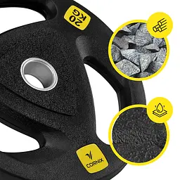 Диск олімпійський Cornix 1 x 20 кг 51 мм металевий, прогумований Black XR-0428 - мініатюра 2