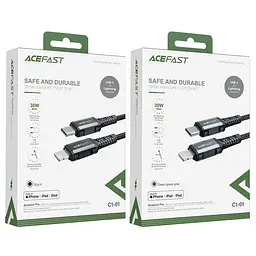 Кабель ACEFAST C1-01 Type-C to iP 3A, 1.2m, nylon, aluminum connectors, Чорний - мініатюра 2