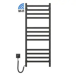 Електрична рушникосушка Navin Авангард 480x1200 Sensor з Wi-Fi, лівобічна з таймером, чорний муар 12-112033-4880, Чорний матовий, Ліве, Електронний