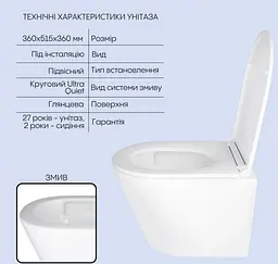 Набір Qtap Nest 4 в 1 підвісний унітаз Scorpio Ultra Quiet 520x365x365 + комплект інсталяції QT1433053EUQW45163 - мініатюра 3