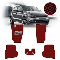 Килимки в салон EVA для Volkswagen Polo V 2009-2017 з підп'ятником Червоні 5 шт