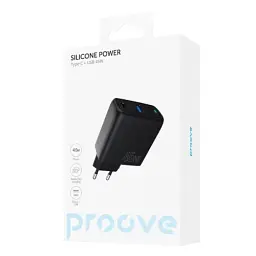 Мережевий зарядний пристрій Proove Silicone Power, Black, 45 Вт, 1xType-C (25 Вт, PD3.0) / 1xUSB (20 Вт, QC3.0) (WCSP45110001) - мініатюра 2