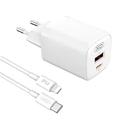 Мережевий зарядний пристрій XO L96 USB-A/USB-C PD&QC3.0 30W 3A with Lightning-Type-C cable Білий