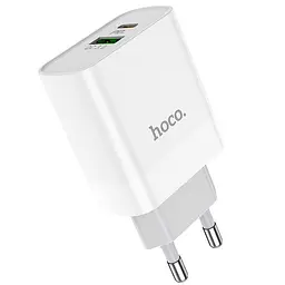 Мережевий зарядний пристрій HOCO C80A Rapido PD20W+QC3.0 charger(EU) Білий
