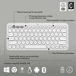 Клавіатура Logitech Pebble Keys 2 K380s White (920-011852) - мініатюра 4