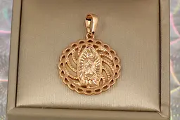 Ладанка Xuping Jewelry кругла діва Марія в подвійній ажурній окантовці 2,5 см золотиста
