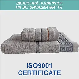 Набір жакардових рушників Lovely Svi для ванної 70х140 см + 34 х 75 см Версаче Сірий 2 шт. (2561097) - мініатюра 4