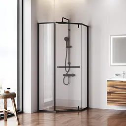 Душова кабіна AM.PM Gem 5-corner Pivot 90x90 см без піддону black W90UG-405-9090-BT - мініатюра 3