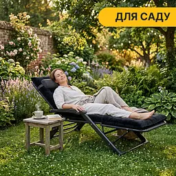 Розкладне крісло ліжко з оксамитовим матрацом LEOBRO Black (LB-FCB-G4-BLK) - мініатюра 2