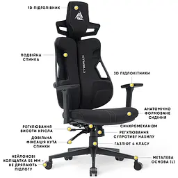 Геймерське крісло Cyberlux V8 Fabric Black (арт. GM-V8 FB) - мініатюра 5