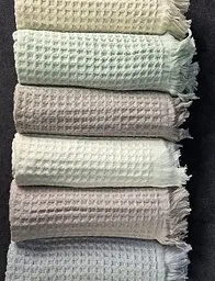 Набір рушників для обличчя з льону 6 шт. 50х90 см L&M Home Textiles XT-517-144 вафельні рушники пастельні кольори в наборі - мініатюра 5