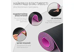 Килимок для йоги та фітнесу EasyFit TPE+TC 6 мм двошаровий чорний-фіолетовий (EF-1924-BV) - мініатюра 5