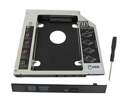 Кишеня-адаптер Maiwo для підключ. 2,5" HDD/SSD SATA3 у відсік приводу ноутбука товщ.12,7 мм, алюмін