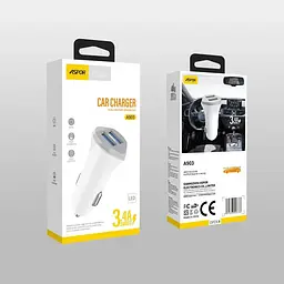 Автомобільний зарядний пристрій Aspor A903 (2USB/3.4A) + USB кабель Type-C- білий - мініатюра 5