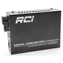 Медіаконвертер RCI 1G, 20km, SC, RJ45, Tx 1310nm standart size metal case (RCI502W-GE-20-A) - мініатюра 2
