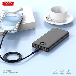 Портативний акумулятор - універсальна батарея XO PR238 10000 mAh 22.5W чорна - мініатюра 5
