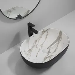Умивальник накладний Mixxus Premium Ellipse-0105 marble-Black 600x400x150 мм MP6565, Мармур - мініатюра 5