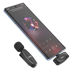 Петличний бездротовий мікрофон Hoco L15 Crystal Type-C Black - мініатюра 5