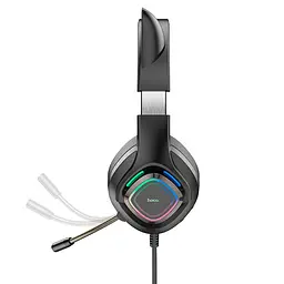 Ігрові дротові навушники Hoco W107 Cute Cat Ear, USB, 3.5mm, 2m, Black-Green - мініатюра 3